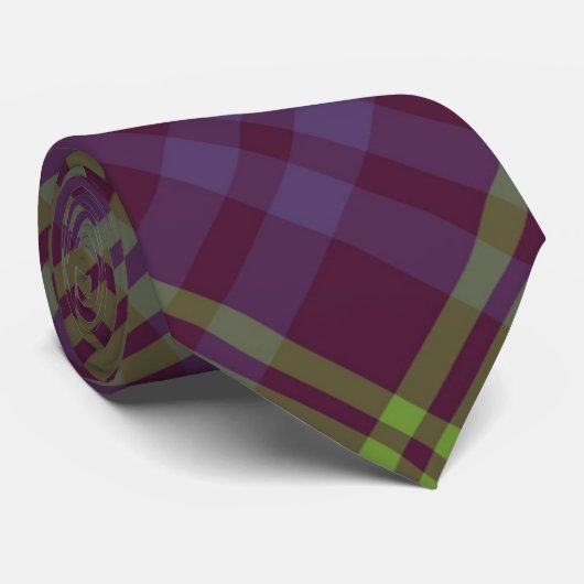 Purple Green Elegant Tartan Plaid Hommes Cravates (Roulé)