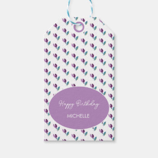 Purple Green Floral Watercolor Hand-painted Cadeaulabel