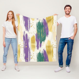 Purple Green Gold Carnival Mardi Gras Fleece Deken