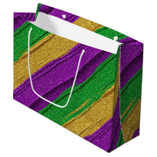 PURPLE GREEN GOLD GLITTER LOOK MARDI GRAS GROOT CADEAUZAKJE