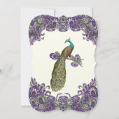 Purple & Green Peacock Ivory Wedding Invitations (Dos)