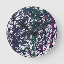 Purple, Green, Pink, Marble artwork Ronde Klok