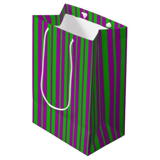 Purple Green Stylish Stripes Pattern Design Medium Cadeauzakje (Voorkant Gekanteld)