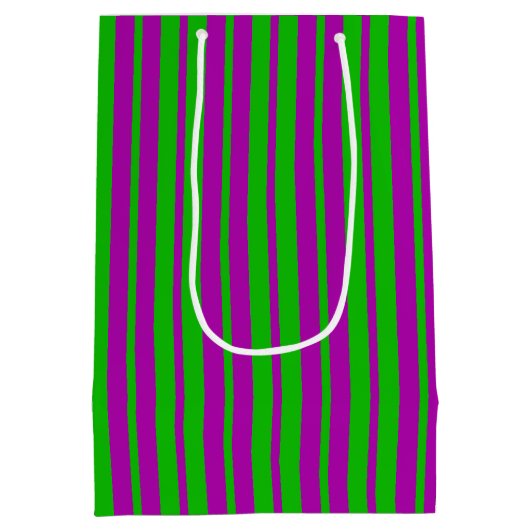 Purple Green Stylish Stripes Pattern Design Medium Cadeauzakje (Achterkant)