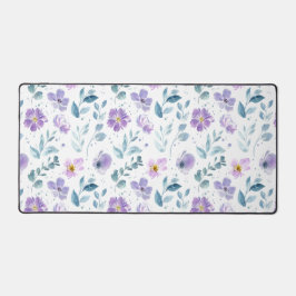 Purple Green Watercolor Wildflower Bureaumat