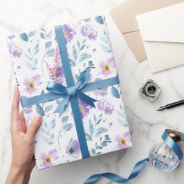 Purple Green Watercolor Wildflower Cadeaupapier