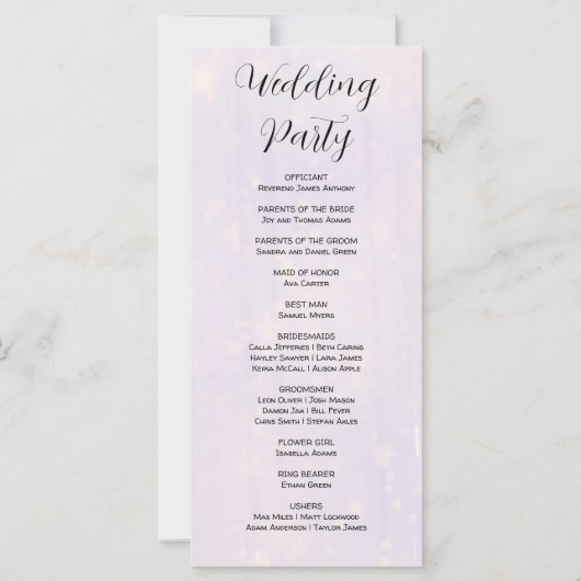 Purple Grey et blanc Programme de mariage moderne (Dos)