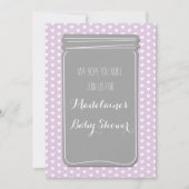 Purple Grey Heart Mason Jar Baby shower Invitation (Devant)
