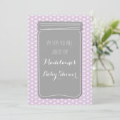 Purple Grey Heart Mason Jar Baby shower Invitation (Debout devant)