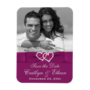 Purple, Grey Hearts Save the Date Photo Magnet