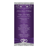 Purple, Grey Love Hearts Programme de mariage (Devant)