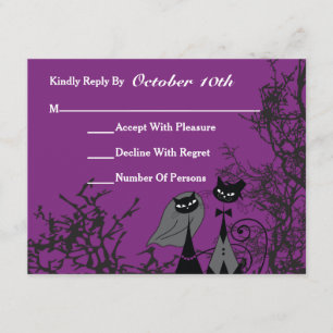 Purple Hallomariage Chats Mariage Carte RSVP
