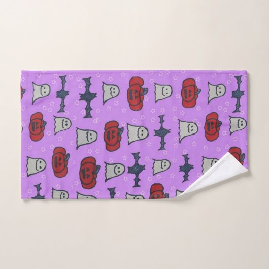 Purple Halloween Fun Print (Serviette à main)