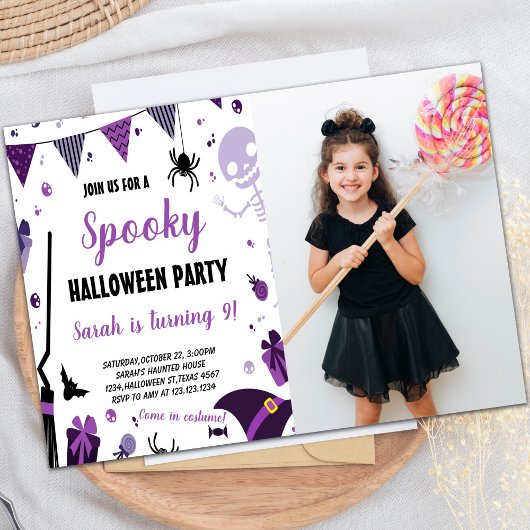 Purple Halloween Invitations d'anniversaire avec p