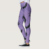 Purple Halloween Leggings with creatures booo (Gauche)
