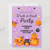 Purple Halloween Trick or Treat Party Invitation (Devant)