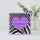 Purple Heart avec Zebra Impression Invitation (Debout devant)