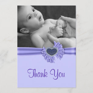 Purple Heart Baby Photo Carte de remerciements