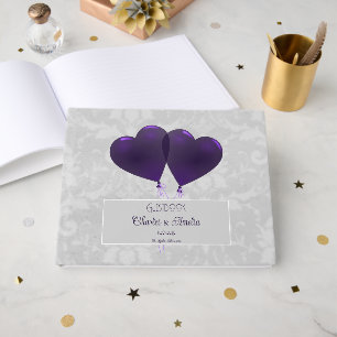 Purple Heart Balloons Mariage Livre d'invité