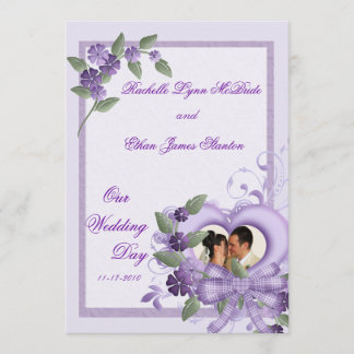Purple Heart épousant les invitations 5x7 de photo