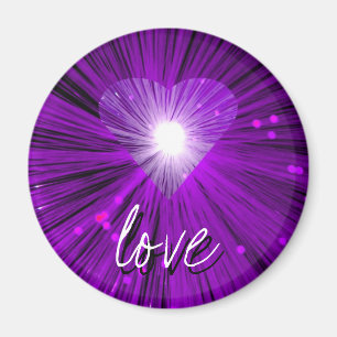 Purple Heart 'love', aimant frigo rond