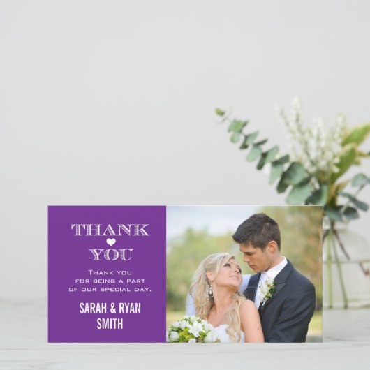 Purple Heart Mariage Photo Merci Cartes (Debout devant)