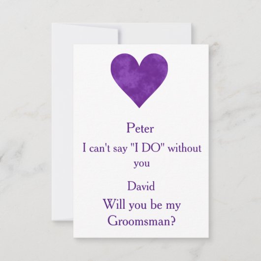 Purple Heart Serez-Vous Mon Groomsman Invitation (Devant)
