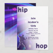 Purple Hip-Hop Dance 12ème anniversaire Invitation (Devant / Derrière)