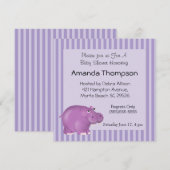 Purple Hippo Baby Shower Invitations (Devant / Derrière)