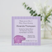 Purple Hippo Baby Shower Invitations (Debout devant)