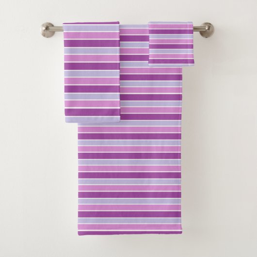 Purple Horizontal Striped Bad Handdoek (Insitu)