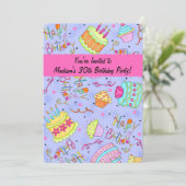 Purple Hot Pink 30e anniversaire Invitation de fêt (Debout devant)