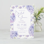 Purple Hydrangea Floral Bridal Shower Invitation (Debout devant)