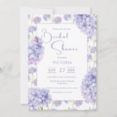 Purple Hydrangea Floral Bridal Shower Invitation Kaart (Voorkant)