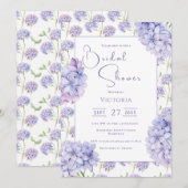 Purple Hydrangea Floral Bridal Shower Invitation Kaart (Voorkant / Achterkant)