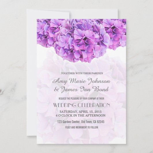 Purple hydrangea invitations de mariage hydrangea4 (Devant)