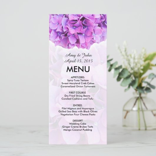 Purple hydrangea menu mariage hydrangea4 (Debout devant)