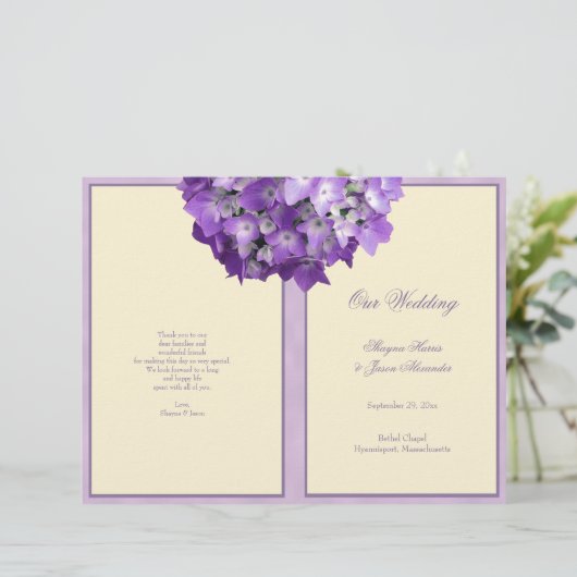 Purple Hydrangea Programme de mariage blanc (Debout devant)