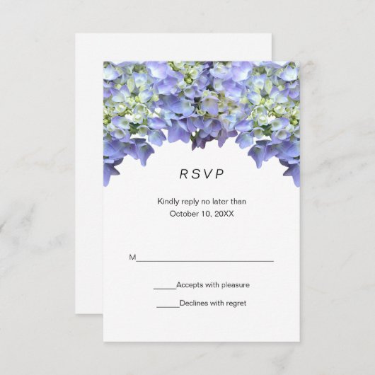Purple Hydrangea Simple Wedding RSVP (Devant / Derrière)
