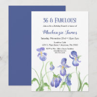 Purple Iris Anniversaire Invitation Floral Brunch