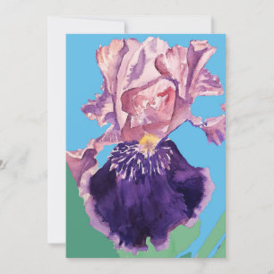 Purple Iris Art Aquarelle Anniversaire Invitation