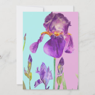 Purple Iris Art Aquarelle Anniversaire Invitation