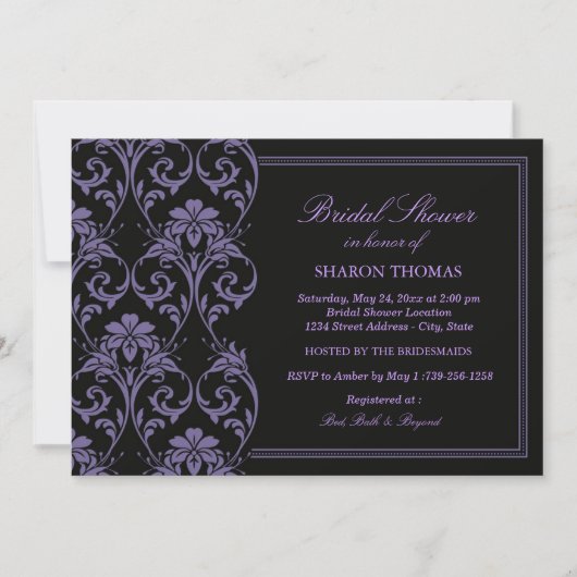 Purple Iris Damask | Invitation de douche nuptiale (Devant)