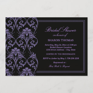 Purple Iris Damask   Invitation de douche nuptiale