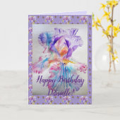 Purple Iris fleurie Nom Carte Anniversaire (Fleur jaune)