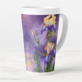 Purple Iris Fleurs Latte Mug Irises Peinture (Angle droit)
