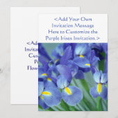 Purple Iris Fleurs Personnalisées Invitation Jardi (Devant / Derrière)