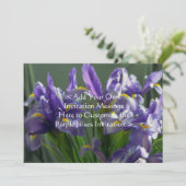 Purple Iris Fleurs Personnalisées Invitation Jardi (Debout devant)