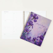 Purple Iris Floral Spiral-Bound Planner Botanical (Devant avec enveloppe)