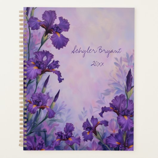 Purple Iris Floral Spiral-Bound Planner Botanical (Devant)